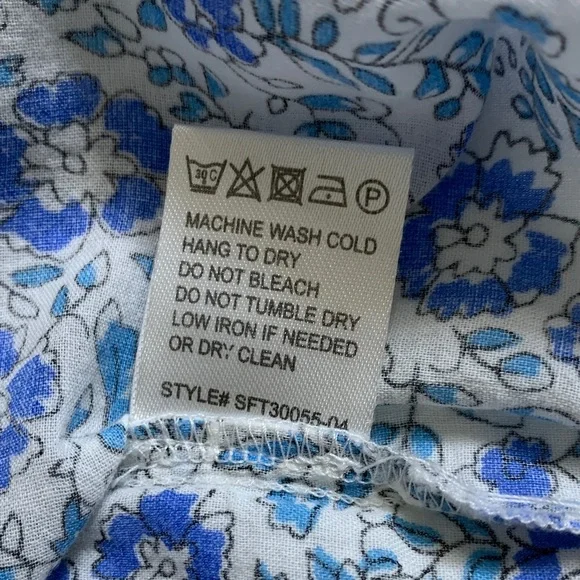 Anthropologie Saison de la Fleur Women’s Blue Floral Organic Cotton Top Chic S - Picture 9 of 11